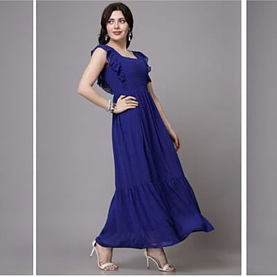 Flutter Sleeve Georgette Maxi Dress