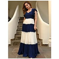 Neck Flutter Sleeves Maxi Dress