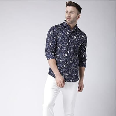 Slim Fit Floral Printed Casual Shirt