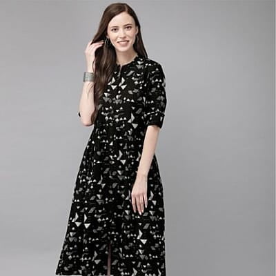 Printed Fusion A-Line Kurta