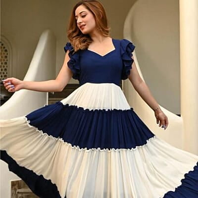Neck Flutter Sleeves Maxi Dress