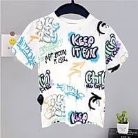 Boys Printed V-Neck Raw Edge T-shirt