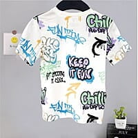 Boys Printed V-Neck Raw Edge T-shirt