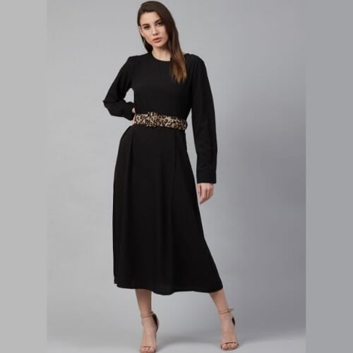 Black Pleated Midi Dress Black Pleated Midi Dress