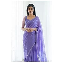 Women's Kanjivaram Soft Cotton Linen Silk Saree With Blouse Piece Women's Kanjivaram Soft Cotton Linen Silk Saree With Blouse Piece