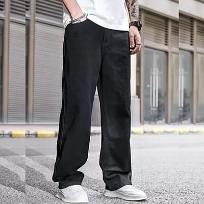 Men Relaxed Fit Black Jeans