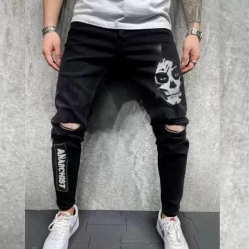 Men Slim Mid Rise Black