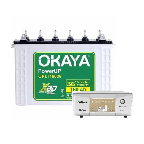 Okaya OPLT 19036 Inverter Battery & Okaya Inverter Ultra Pure 1175 Okaya OPLT 19036 Inverter Battery & Okaya Inverter Ultra Pure 1175